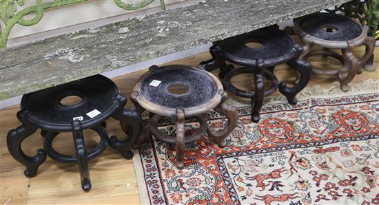 Four Chinese hardwood vase stands